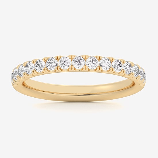 Signature By Modern Bride (Si1-Si2/H-I) Womens 2MM 1/2 CT. T.W. Lab Grown White Diamond 14K Gold Wedding Band