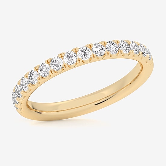 Signature By Modern Bride (Si1-Si2/H-I) Womens 2MM 1/2 CT. T.W. Lab Grown White Diamond 14K Gold Wedding Band