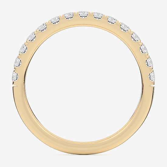 Signature By Modern Bride (Si1-Si2/H-I) Womens 2MM 1/2 CT. T.W. Lab Grown White Diamond 14K Gold Wedding Band