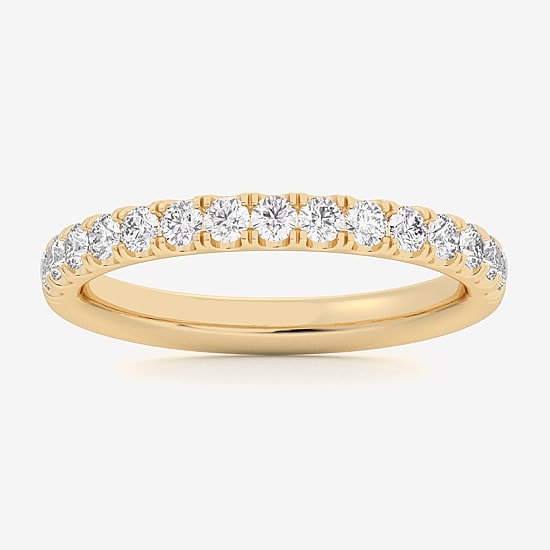 Signature By Modern Bride (Si1-Si2/H-I) Womens 2MM 1/2 CT. T.W. Lab Grown White Diamond 14K Gold Wedding Band