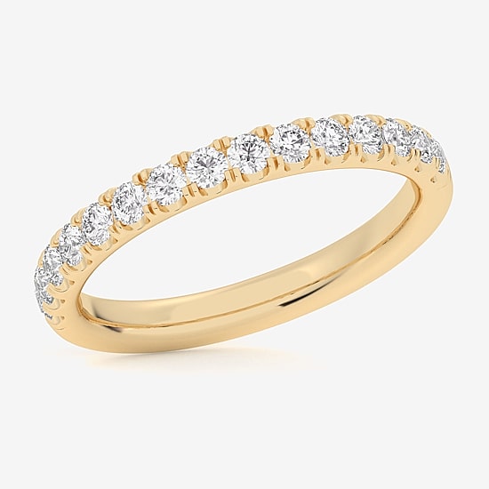 Signature By Modern Bride (Si1-Si2/H-I) Womens 2MM 1/2 CT. T.W. Lab Grown White Diamond 14K Gold Wedding Band
