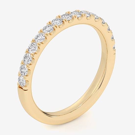Signature By Modern Bride (Si1-Si2/H-I) Womens 2MM 1/2 CT. T.W. Lab Grown White Diamond 14K Gold Wedding Band