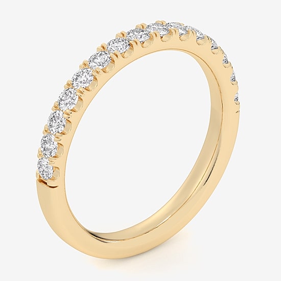 Signature By Modern Bride (Si1-Si2/H-I) Womens 2MM 1/2 CT. T.W. Lab Grown White Diamond 14K Gold Wedding Band