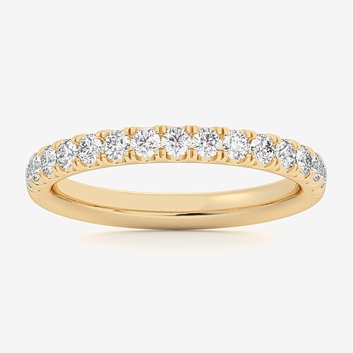 Signature By Modern Bride (Si1-Si2/H-I) Womens 2MM 1/2 CT. T.W. Lab Grown White Diamond 14K Gold Wedding Band, 8, Yellow