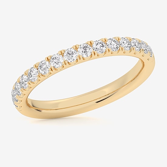 Signature By Modern Bride (Si1-Si2/H-I) Womens 2MM 1/2 CT. T.W. Lab Grown White Diamond 14K Gold Wedding Band