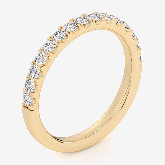 Signature By Modern Bride (Si1-Si2/H-I) Womens 2MM 1/2 CT. T.W. Lab Grown White Diamond 14K Gold Wedding Band