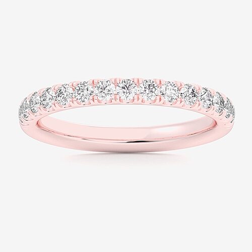 Signature By Modern Bride (Si1-Si2/H-I) Womens 2MM 1/2 CT. T.W. Lab Grown White Diamond 14K Gold Wedding Band, 7, Rose