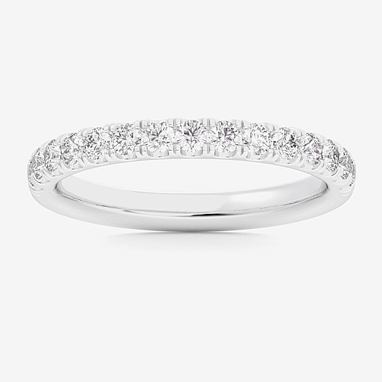 Signature By Modern Bride (Si1-Si2/H-I) Womens 2MM 1/2 CT. T.W. Lab Grown White Diamond 14K Gold Wedding Band