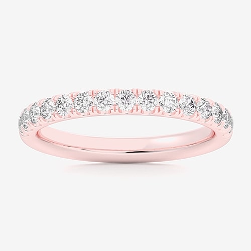 Signature By Modern Bride (Si1-Si2/H-I) Womens 2MM 1/2 CT. T.W. Lab Grown White Diamond 14K Gold Wedding Band, 8, Rose