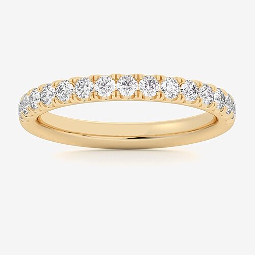 Signature By Modern Bride (Si1-Si2/H-I) Womens 2MM 1/2 CT. T.W. Lab Grown White Diamond 14K Gold Wedding Band, 9, Yellow