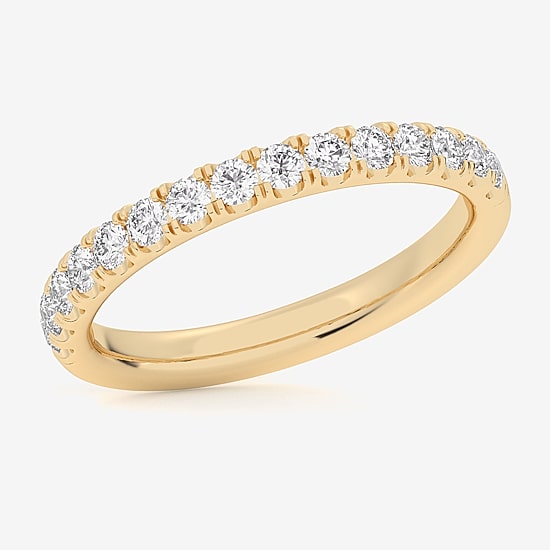 Signature By Modern Bride (Si1-Si2/H-I) Womens 2MM 1/2 CT. T.W. Lab Grown White Diamond 14K Gold Wedding Band
