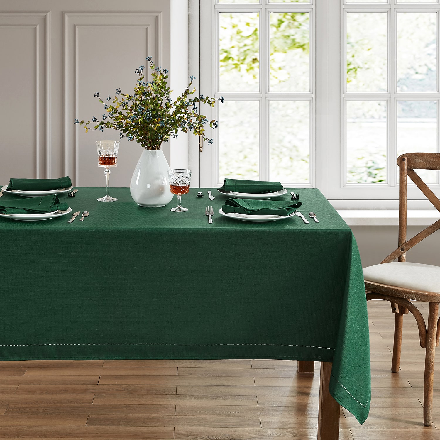 Elrene Home Fashions Alison Hemstitch Border Tablecloth