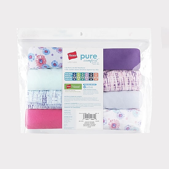Hanes Ultimate Pure Comfort Organic Cotton Little & Big Kid Girls 8 Pack Brief Panty Guocb8