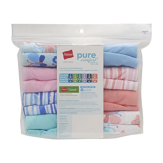Hanes Ultimate Pure Comfort Organic Cotton Little & Big Kid Girls 8 Pack Hipster Panty Guoch8