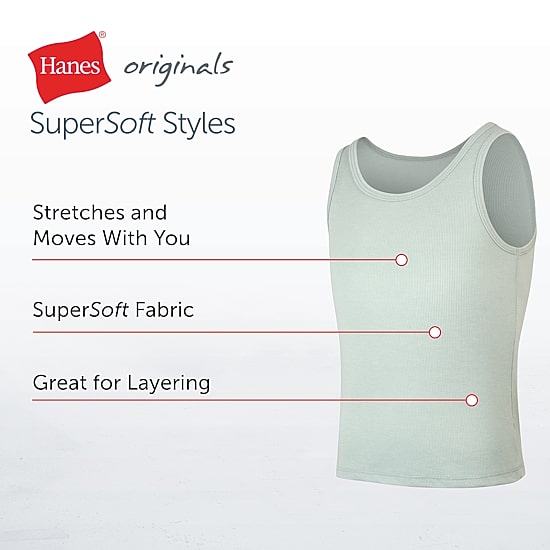 Hanes Originals Supersoft Little & Big Kid Girls U Neck Sleeveless 4 Pack Tank