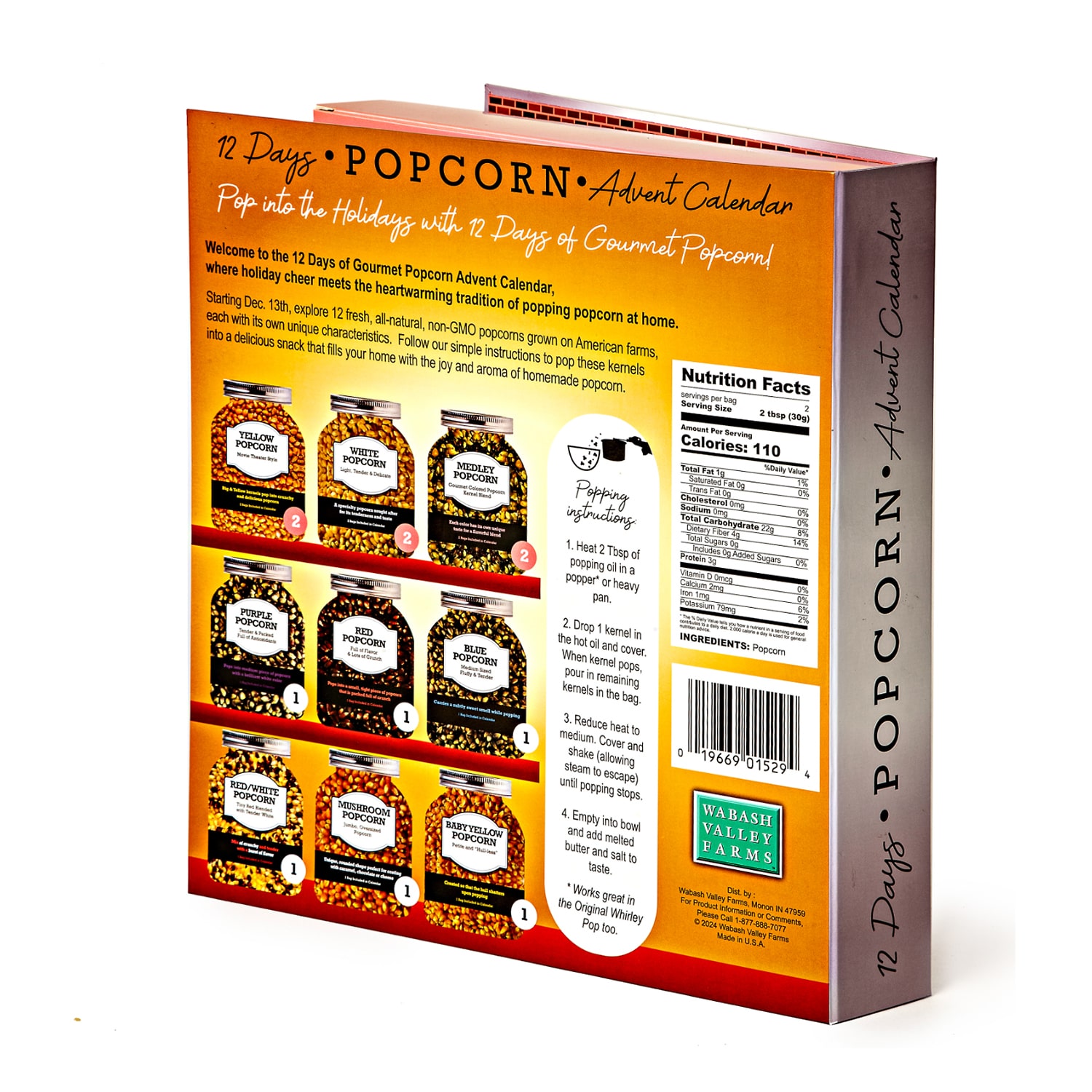 Wabash Valley Farms 12 Days Of Popcorn Advent Calendar Book Food Set
