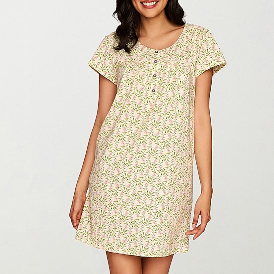 Ilusion Womens Short Sleeve Scoop Neck Nightshirt