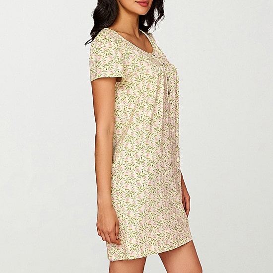 Ilusion Womens Short Sleeve Scoop Neck Nightshirt
