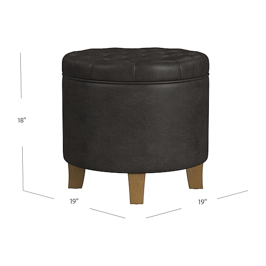 Kinfine Homepop Storage Tufted Lift-Top Ottoman in Faux Leather