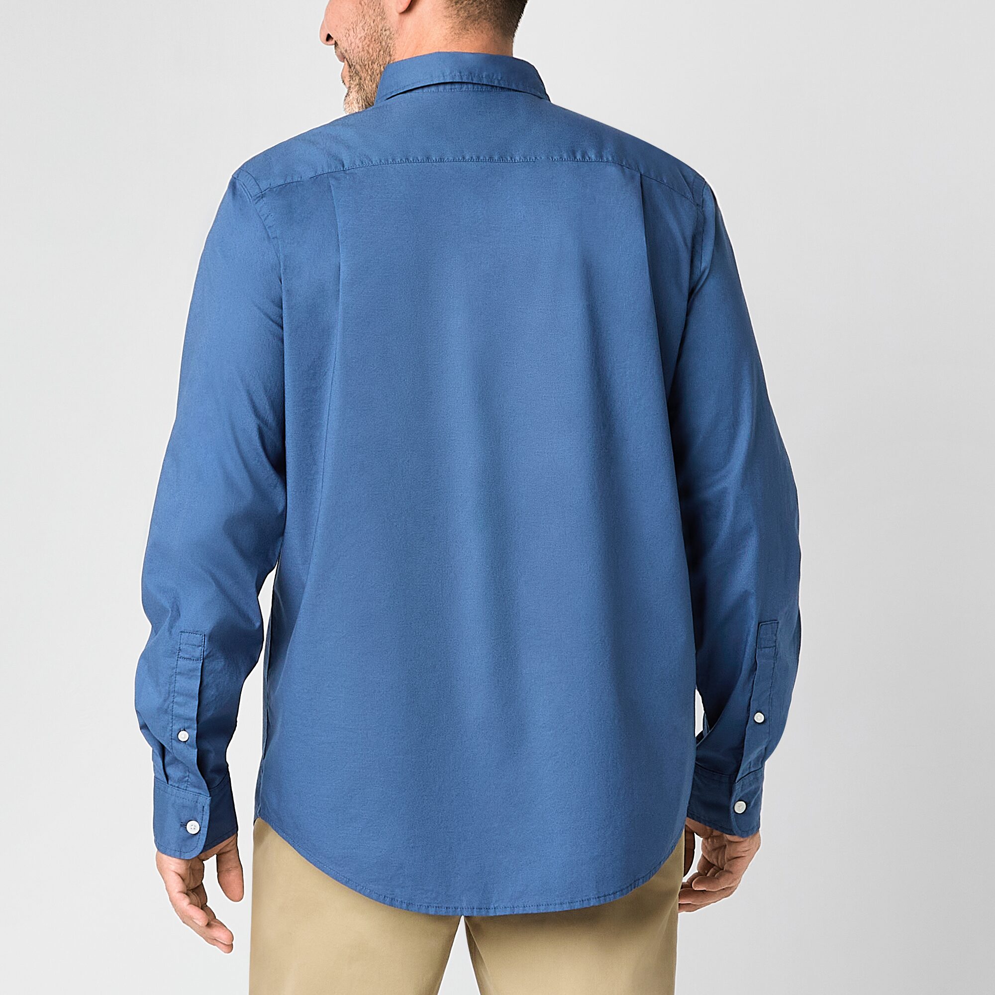 St. John's Bay Stretch Poplin Mens Long Sleeve Classic Fit Button-Down Shirt