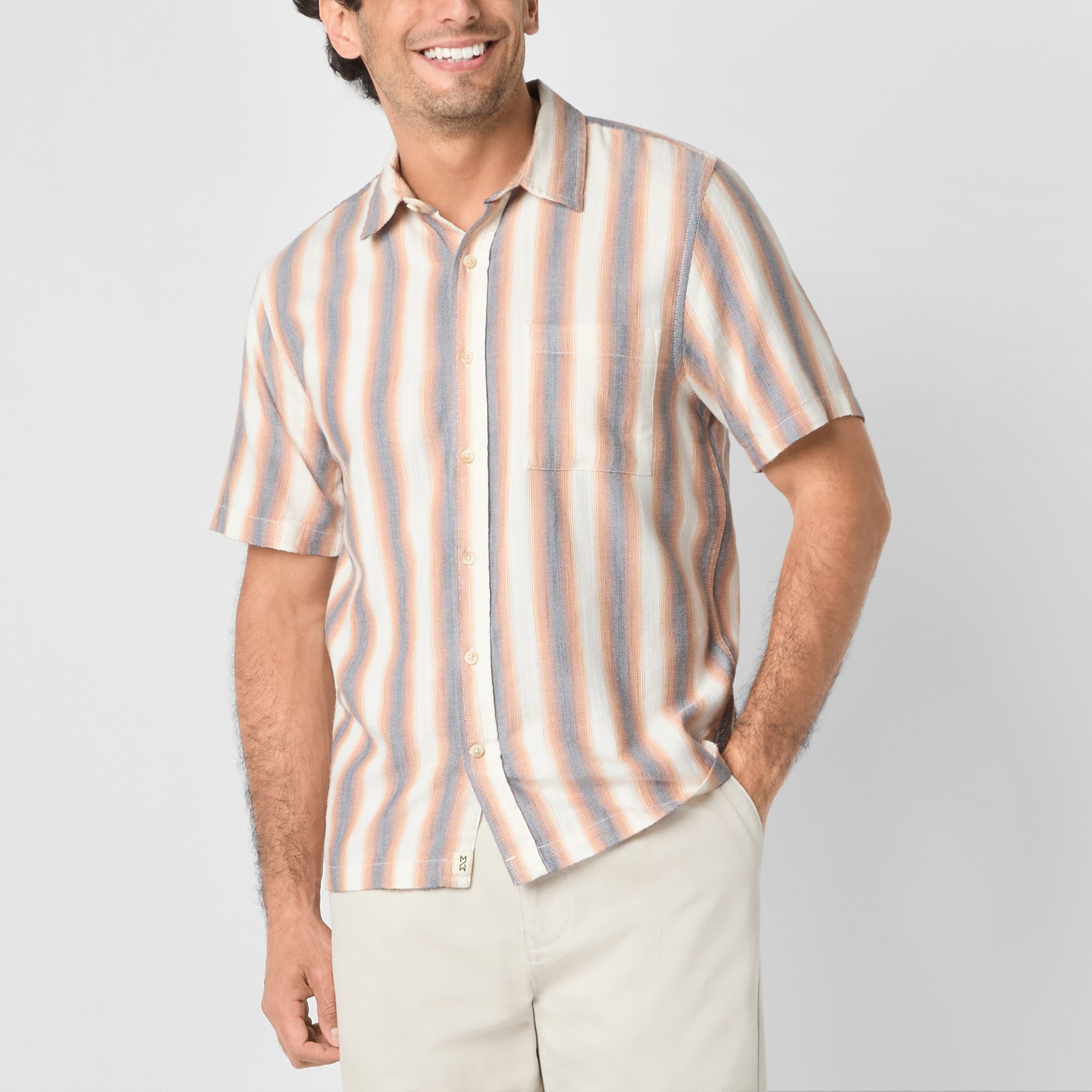 mutual weave Mens Short Sleeve Regular Fit Button-Down Shirt