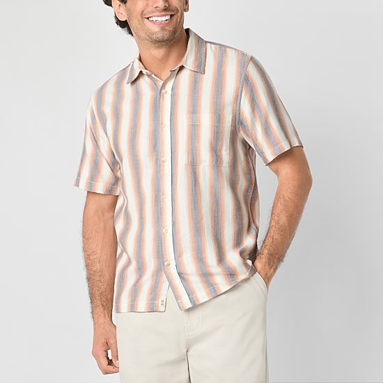 mutual weave Mens Short Sleeve Regular Fit Button-Down Shirt