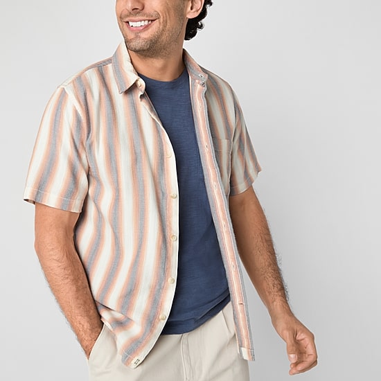 mutual weave Mens Short Sleeve Regular Fit Button-Down Shirt