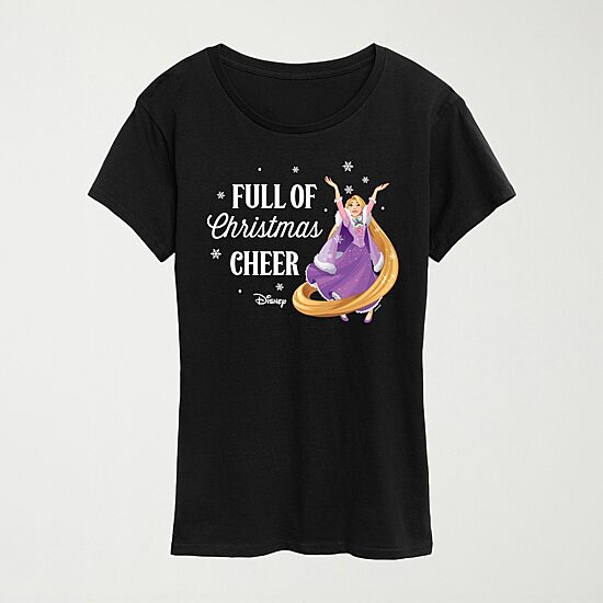 Christmas Cheer Womens Crew Neck Short Sleeve Regular Fit Princess Graphic T-Shirt