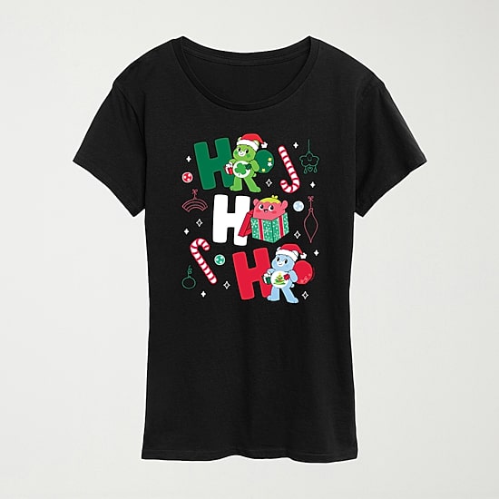 Ho Ho Ho Bears Womens Round Neck Short Sleeve Regular Fit Care Bears Graphic T-Shirt