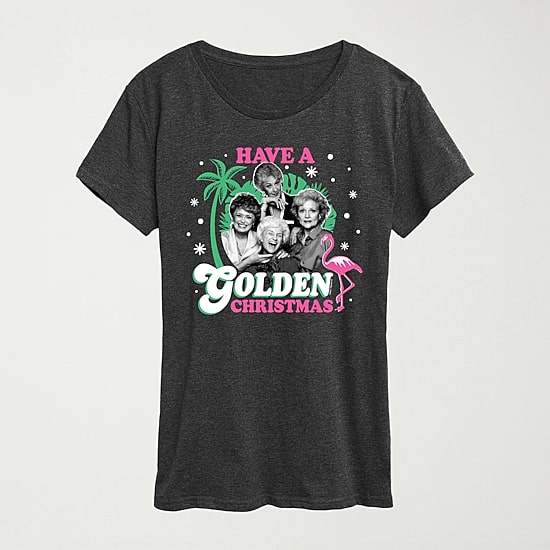 Golden Christmas Womens Crew Neck Short Sleeve Regular Fit Graphic T-Shirt