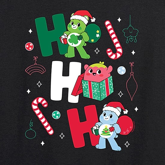 Ho Ho Ho Womens Crew Neck Long Sleeve Regular Fit Care Bears Graphic T-Shirt