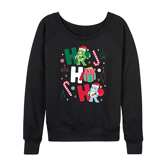 Ho Ho Ho Womens Crew Neck Long Sleeve Regular Fit Care Bears Graphic T-Shirt