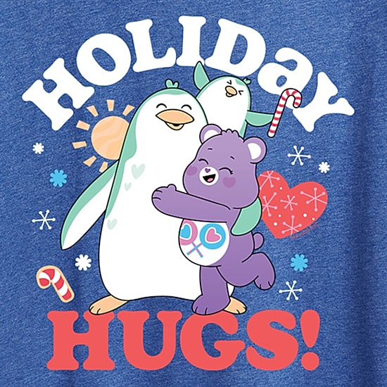 Holiday Hugs Womens Crew Neck Short Sleeve Regular Fit Care Bears Graphic T-Shirt