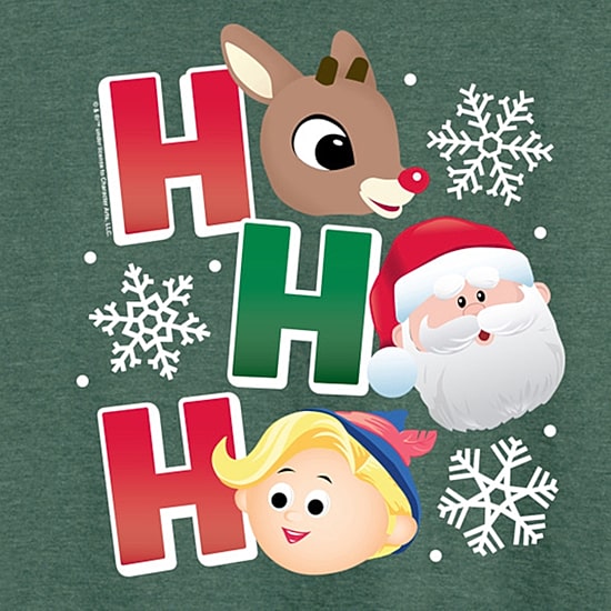 Ho Ho Ho Womens Round Neck Long Sleeve Regular Fit Rudolph Graphic T-Shirt