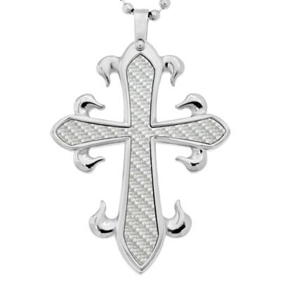 Mens Cross Pendant Necklace Stainless Steel