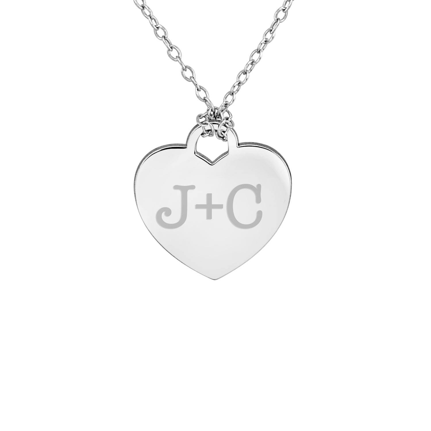 Personalized Sterling Silver Couple's Initial Heart Pendant Necklace
