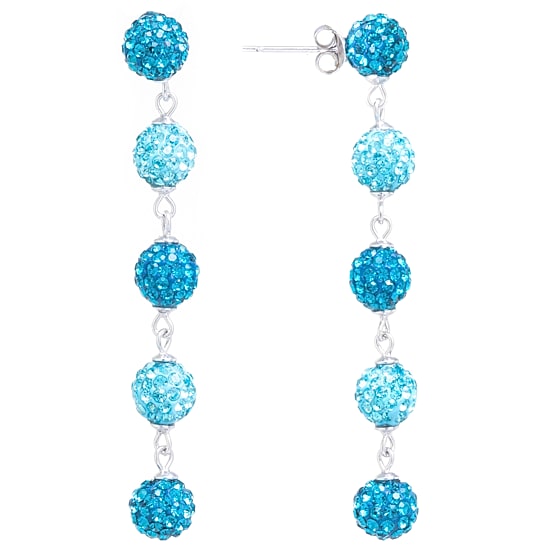 Sparkle Allure Womens Blue Crystal Pure Silver Over Brass Ball Drop Earrings