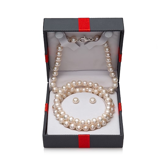 Womens White Cultured Freshwater Pearl Sterling Silver 3-pc. Jewelry Set