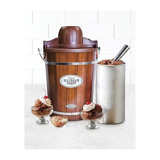 Nostalgia 6-Quart Wood Bucket Ice Cream Maker