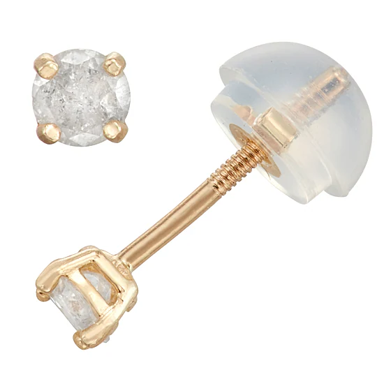 1/5 CT. Natural White Diamond 14K Gold 3mm Stud Earrings