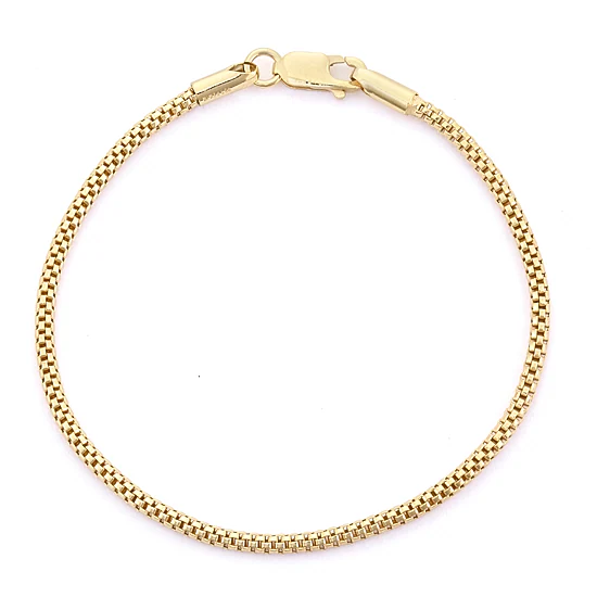 Unisex Adult 14K Gold Over Silver 7.25 Inch Solid Link Chain Bracelet