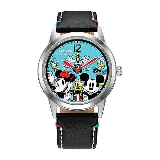 Citizen Disney Mickey and Friends Unisex Adult Black Leather Strap Watch Aw1235-06w