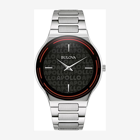 Bulova Apollo Special Edition Mens Silver Tone Stainless Steel Bracelet Watch 96a296