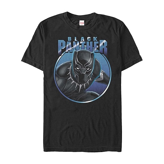 Mens Crew Neck Short Sleeve Classic Fit Black Panther Marvel Graphic T-Shirt