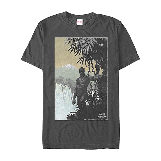 Mens Crew Neck Short Sleeve Classic Fit Black Panther Marvel Graphic T-Shirt