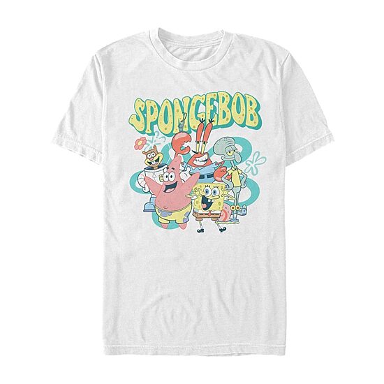 Mens Crew Neck Short Sleeve Classic Fit Spongebob Graphic T-Shirt