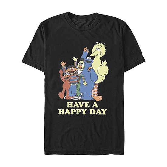 Mens Crew Neck Short Sleeve Classic Fit Sesame Street Graphic T-Shirt