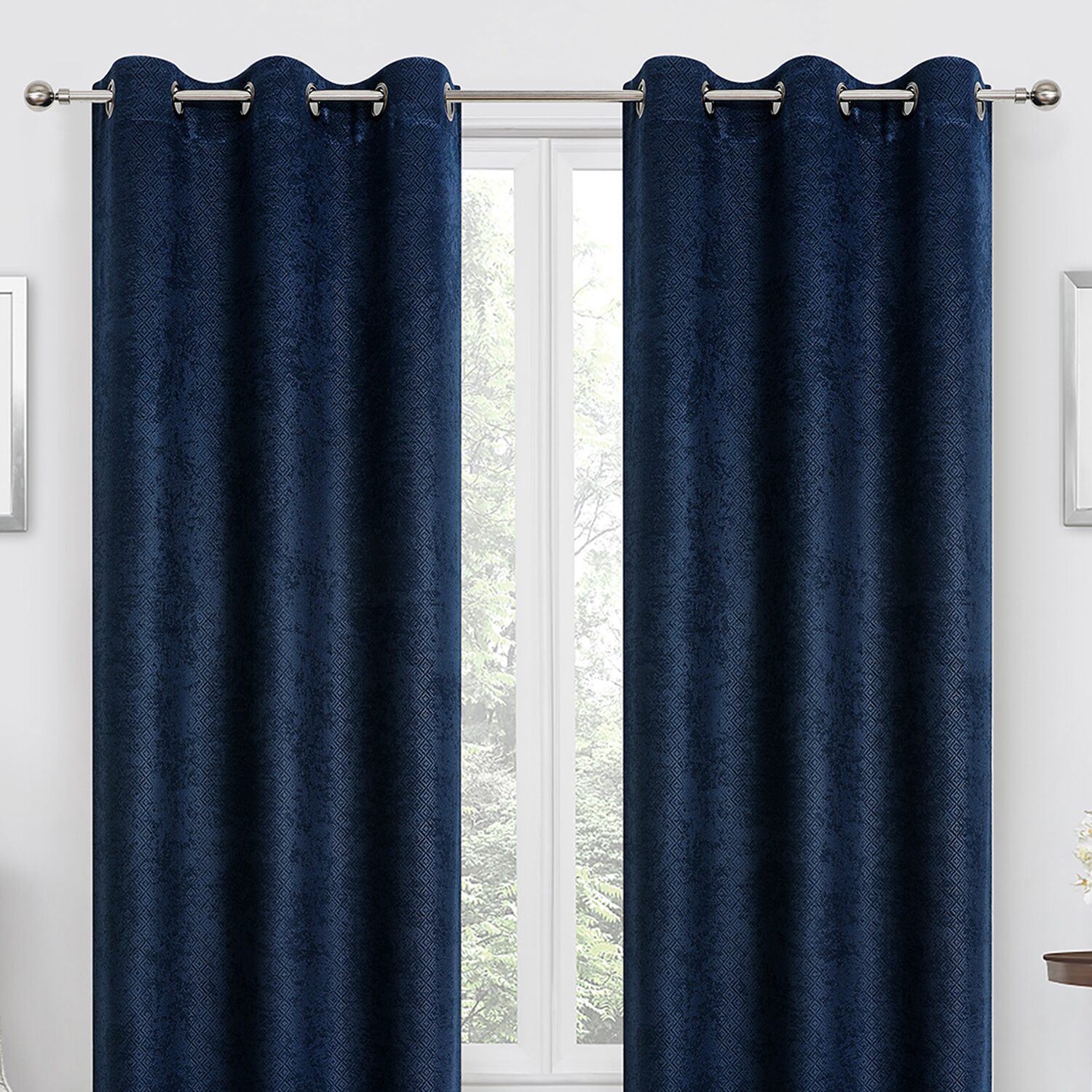 Regal Home Diamond Embossed Grommet Top Energy Saving Blackout Set of 2 Curtain Panel