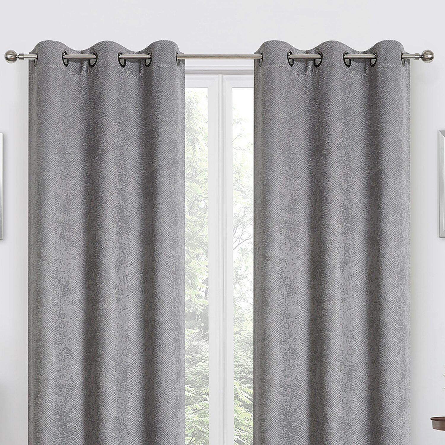 Regal Home Diamond Embossed Grommet Top Energy Saving Blackout Set of 2 Curtain Panel