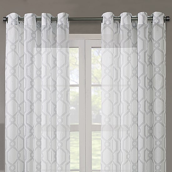 Regal Home Crushed Voile Geo Print Grommet Top Sheer Single Curtain Panel